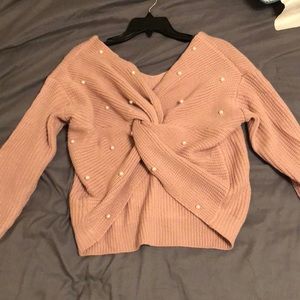 SHEIN pink sweater with pearls